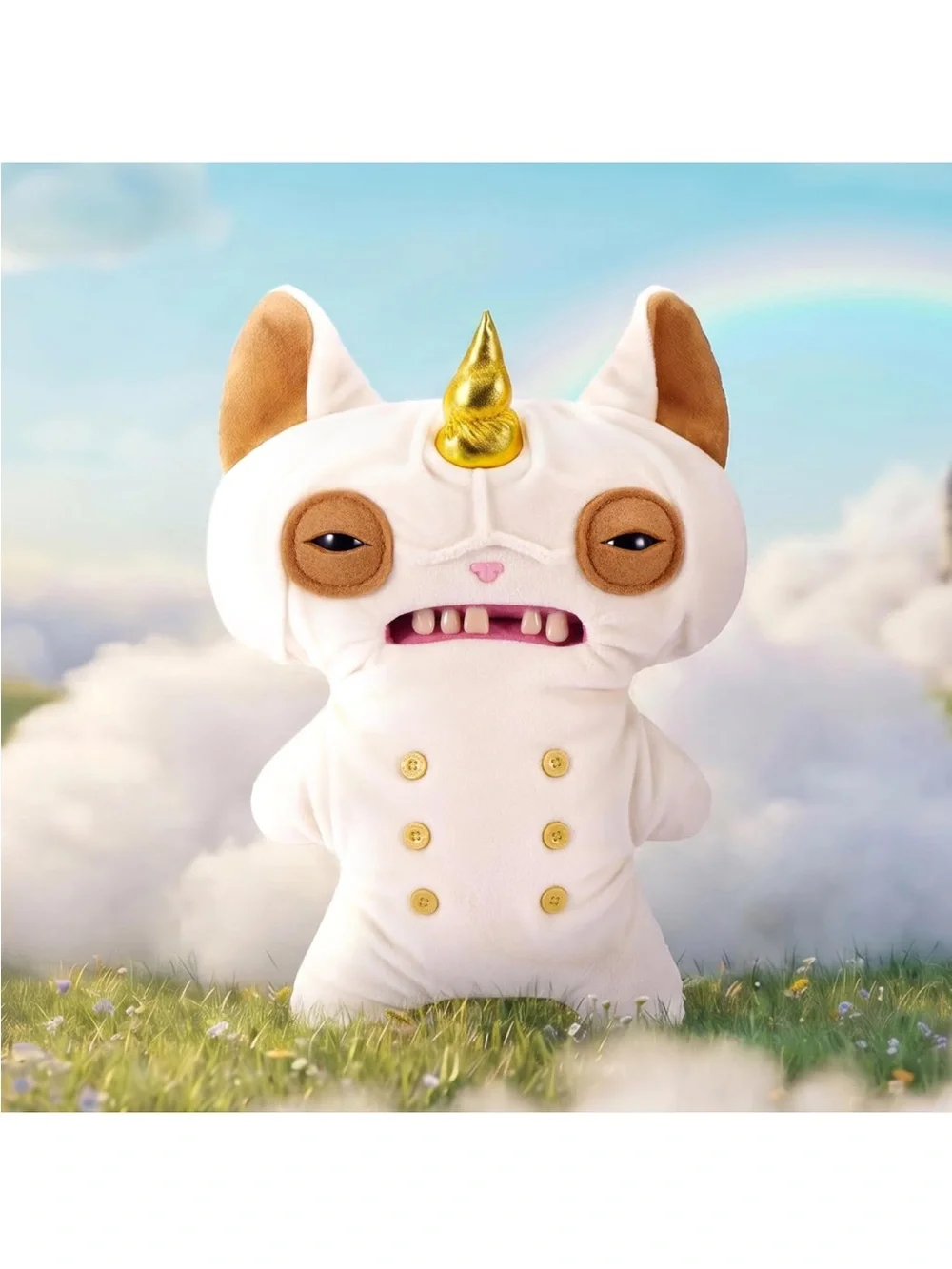 Zuru Wrinkle Mcstickles Fugglecorns Cream Plush Unicorn-Cat Handheld Plush